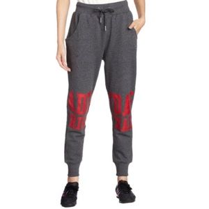 ADIDAS WOMENS GREY SWEATPANTS SIZE SMALL WITH RED LETTERING